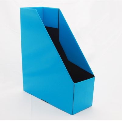 購入 波形のCollapsibile EN71の平たい箱340mmの卓上ファイル ストレージのオーガナイザーの青い光沢のあるラミネーション online manufacture