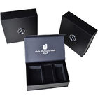 PUのエヴァの象眼細工の金属のロゴの革堅い磁気ギフト用の箱の注文の包装紙の黒